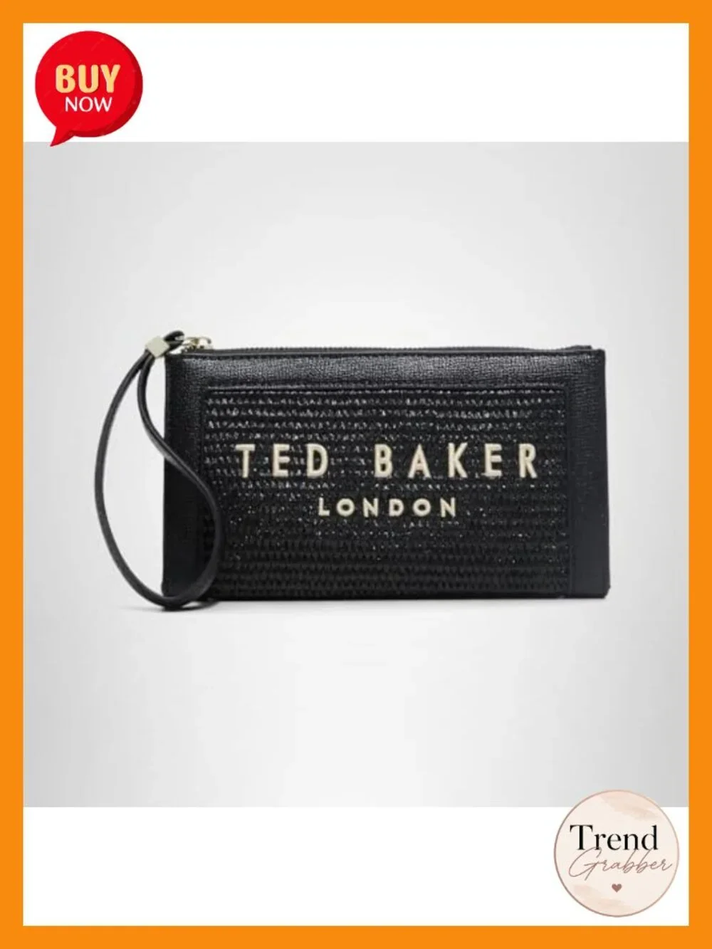 Woven Raffia Wristlet Clutch with Top Zipper